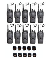 Set van 10 Wouxun KG-969 UHF IP65 10Watt Portofoons met tafellader en beveiliging oortje
