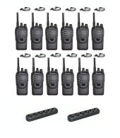 Set van 12 Wouxun KG-969 UHF IP65 10Watt Portofoons met multilader en D-shape oortje