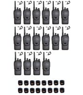 Set van 16 Wouxun KG-969 UHF IP65 10Watt Portofoons met tafellader en beveiliging oortje