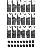 Set van 18 Wouxun KG-969 UHF IP65 10Watt Portofoons met tafellader en beveiliging oortje