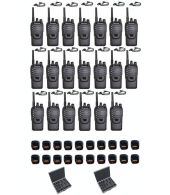 Set van 20 Wouxun KG-969 UHF IP65 10Watt Portofoons met tafellader D-shape oortje en koffer