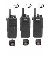 Set van 3 Inrico T522A IP66 4G LTE POC Zello Portofoon K1 2-Pins met beveiliging oortje