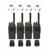 Set van 4 Motorola DP2400E Enhanced UHF DMR IP54 5watt tafellader en beveiligingoortje