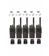 Set van 5 Motorola DP2400E Enhanced UHF DMR IP54 5watt tafellader en beveiligingoortje
