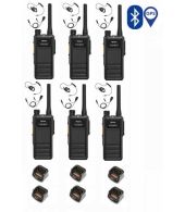 Set van 6 Hytera HP605G DMR UHF IP67 5W GPS, Bluetooth tafellader en D-shape oortje