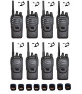 Set van 8 Wouxun KG-969 UHF IP65 10Watt Portofoons met tafellader en beveiliging oortje