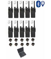 Set van 10 Hytera HP605G DMR UHF IP67 5W GPS, Bluetooth tafellader beveiligingoortje en koffer
