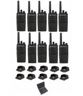 Set van 10 Motorola XT420 UHF IP55 PMR446 Portofoon met laders en koffer