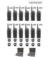 Set van 12 Kenwood NX-1300NE3 UHF Nexedge IP54 5Watt Portofoon met tafellader koffer en D-shape oortje