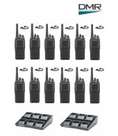 Set van 12 Kenwood NX-1300DE3 UHF DMR IP54 5Watt Portofoon met 2 multiladers en D-shape oortje