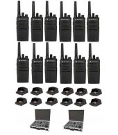 Set van 12 Motorola XT420 UHF IP55 PMR446 Portofoon met laders en koffer