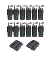 Set van 12 Wouxun KG-D26 IP55 Portofoons met multilader en D-shape oortjes