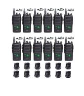 Set van 12 Wouxun KG-D26 IP55 Portofoons met tafelladers en D-shape oortje