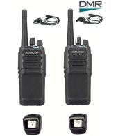 Set van 2 Kenwood NX-1300DE3 UHF DMR IP54 5Watt Portofoon met tafellader en D-shape oortje