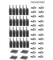 Set van 24 Kenwood NX-1300NE3 UHF Nexedge IP54 5Watt Portofoon met multilader en D-shape oortje