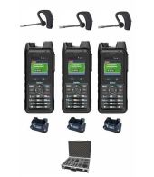 Set van 3 Inrico T330 4G LTE Zello Smart Portofoon IP68 met tafellader Bluetooth oortje en koffer