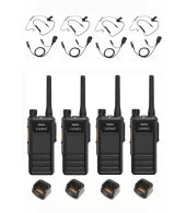 Set van 4 Hytera HP605 UHF DMR IP67 5Watt met tafellader en beveiligingoortje
