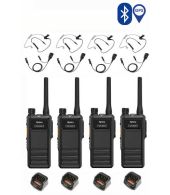 Set van 4 Hytera HP605G DMR UHF IP67 5W GPS, Bluetooth tafellader en beveiligingoortje