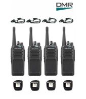 Set van 4 Kenwood NX-1300DE3 UHF DMR IP54 5Watt Portofoon met tafellader en D-shape oortje