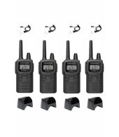 Set van 4 Kenwood PKT-300 IP52 PMR446 mini portofoons en beveiliging oortje