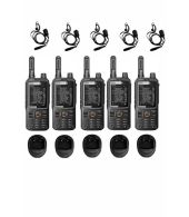 Set van 5 Inrico T320 V2 4G LTE Zello Portofoon, GPS, Wifi met tafellader en G-shape oortje