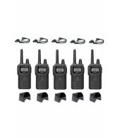 Set van 5 Kenwood PKT-300 IP52 PMR446 mini portofoons en D-shape oortje