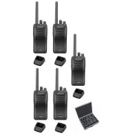 Set van 5 stuks Kenwood TK-3501 PMR446 met tafelladers en koffer