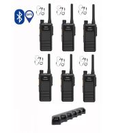Set van 6 Hytera HP605G DMR UHF IP67 5W GPS, Bluetooth multilader en beveiligingoortje