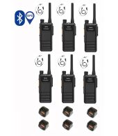 Set van 6 Hytera HP605G DMR UHF IP67 5W GPS, Bluetooth tafellader en C-hook oortje