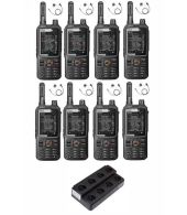 Set van 8 Inrico T320 V2 4G LTE Zello Portofoon, GPS, Wifi met multilader en G-shape oortje