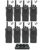 Set van 8 Inrico T522A IP66 4G LTE POC Zello Portofoon K1 2-Pins met multilader en beveiligingoortje