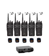 Set van 5 Wouxun KG-988 UHF IP66 8Watt Portofoon met beveiligingoortje en koffer