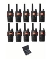 Set van 10 Cobra RX380 vergunning vrije portofoons PMR446 en koffer