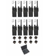 Set van 10 Hytera HP605 UHF DMR IP67 5Watt met tafellader beveiligingoortje en koffer