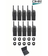Set van 10 Kenwood NX-1300DE3 UHF DMR IP54 5Watt Portofoon met koffer