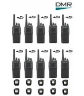 Set van 10 Kenwood NX-1300DE3 UHF DMR IP54 5Watt Portofoon met tafellader en D-shape oortje