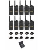 Set van 10 Motorola XT460 IP55 PMR446 Portofoon met tafellader en koffer