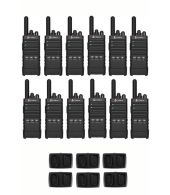 Set van 12 Cobra PX650 UHF PMR446 vergunningsvrije slimline portofoons IP54 