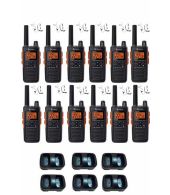 Set van 12 Cobra RX680 PMR446 portofoons IP54 met tafellader en beveiliging oortje