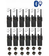 Set van 12 Hytera HP605G DMR UHF IP67 5W GPS, Bluetooth tafellader en beveiligingoortje