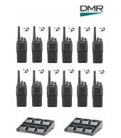 Set van 12 Kenwood NX-1300DE3 UHF DMR IP54 5Watt Portofoon met 2 multiladers en Beveiliging oortje