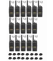 Set van 16 Motorola XT460 IP55 PMR446 met beveiliging oortje M1 2-Pins en tafellader 