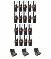 Set van 18 Cobra RX380 PMR446 portofoons IPX2 met beveiliging oortje en koffer