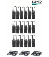 Set van 18 Kenwood NX-1300DE3 UHF DMR IP54 5Watt Portofoon met 3 multiladers en Beveiliging oortje