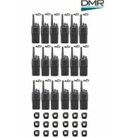 Set van 18 Kenwood NX-1300DE3 UHF DMR IP54 5Watt Portofoon met tafellader en D-shape oortje