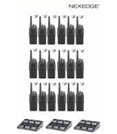 Set van 18 Kenwood NX-1300NE3 UHF Nexedge IP54 5Watt Portofoon met multilader en beveiligingoortje