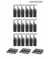 Set van 18 Kenwood NX-1300NE3 UHF Nexedge IP54 5Watt Portofoon met multilader en D-shape oortje