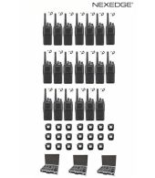 Set van 18 Kenwood NX-1300NE3 UHF Nexedge IP54 5Watt Portofoon met tafellader koffer en beveiligingoortje