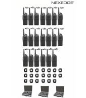 Set van 18 Kenwood NX-1300NE3 UHF Nexedge IP54 5Watt Portofoon met tafellader koffer en D-shape oortje