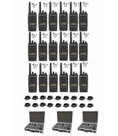 Set van 18 Motorola XT460 IP55 PMR446 met D-shape oortje tafellader koffer